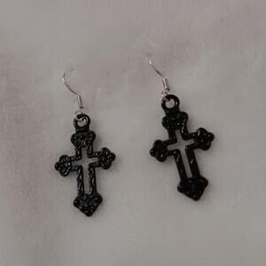 Black cross earrings